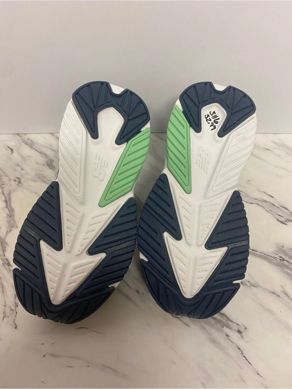 New Balance Kids Navy Sneakers with Mint Accents
